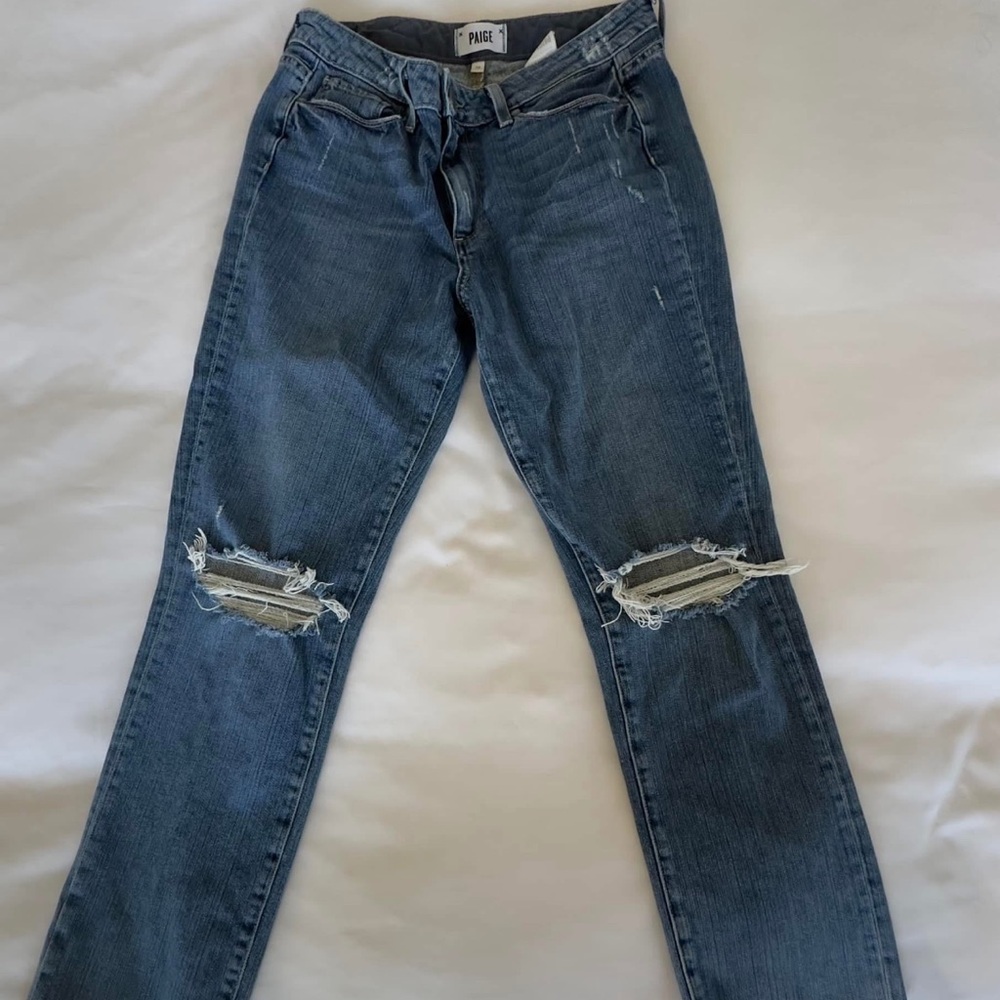 Paige Distressed Blue Jeans